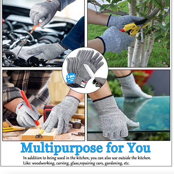 NEW Cut Resistant Gloves with Upgraded Safety (3 Pair Set) Size Medium - Picture 4 of 6